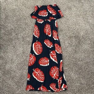 Lucky Brand Blue and Red Strapless Sundress